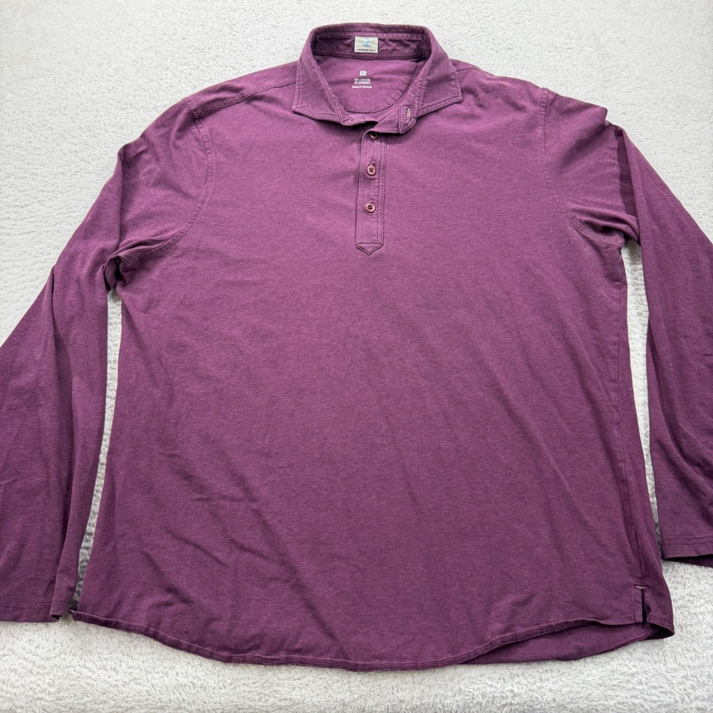 Johnnie O Hangin Out Men's XL Purple Long Sleeve Polo Shirt Golf Cotton Spandex